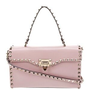 Valentino Rockstuds Pink Shoulder and Crossbody Bag with Gold Hardware